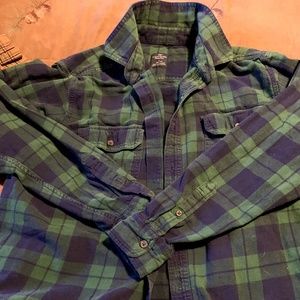 M 38-44 Faded Glory Blue/Green Flannel Shirt